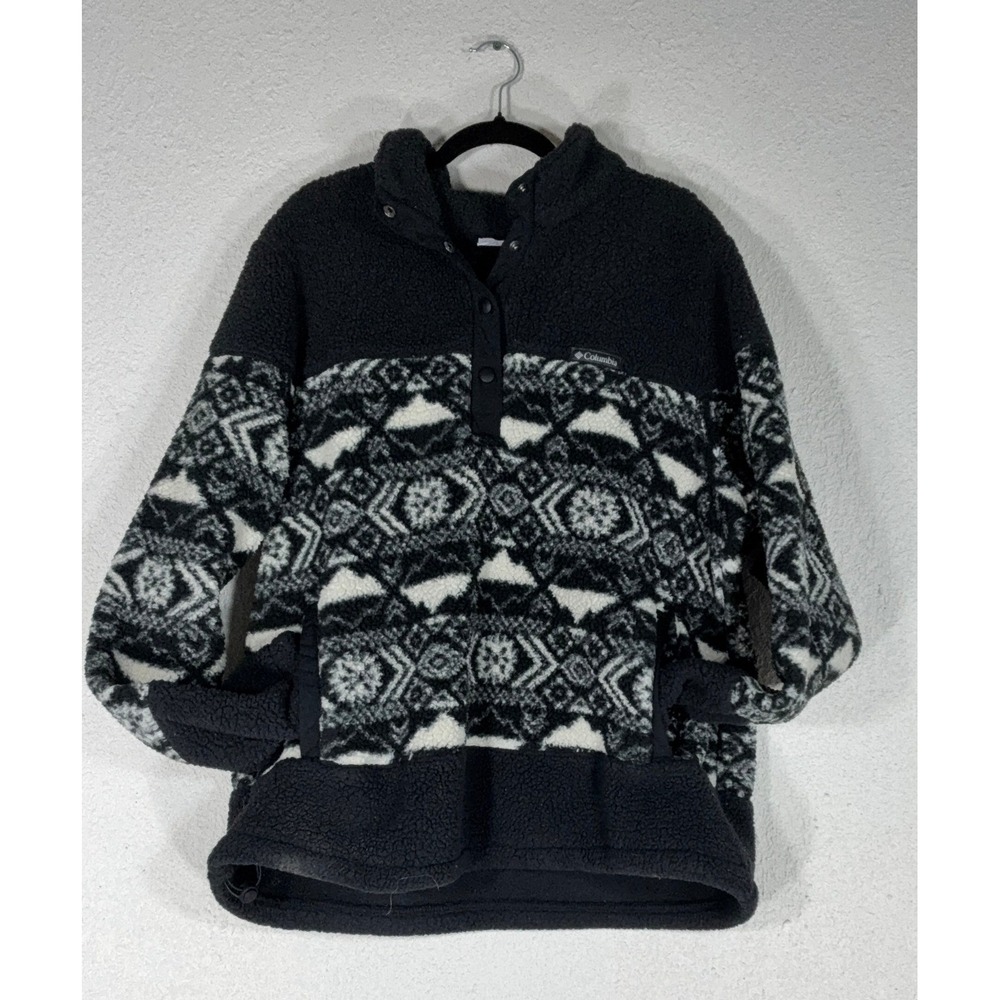 Vintage 90's Columbia Sherpa Fleece Pullover - XXL - Aztec‎ Geometric Outdoor
